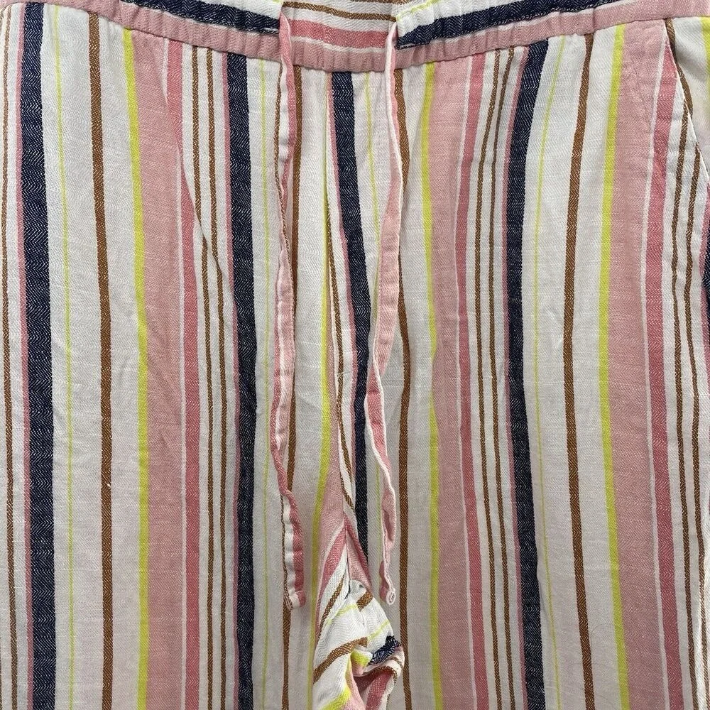 Old Navy Size XL Pants High Waisted Linen Blend Wide Leg Striped Pull On Elastic - Picture 4 of 11